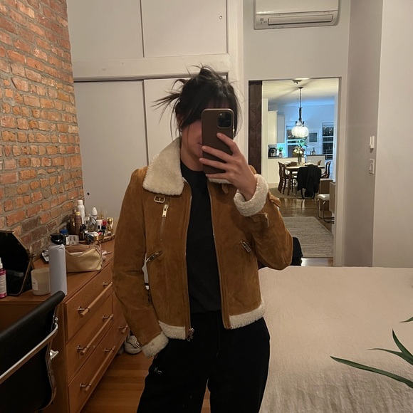 Zara Jackets & Blazers - Zara Shearling Moto Jacket brown leather